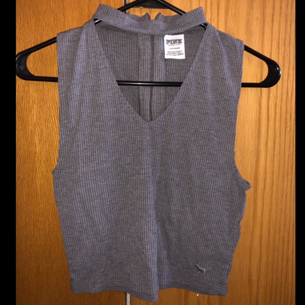 PINK VICTORIA’S SECRET gray choker v neck tank